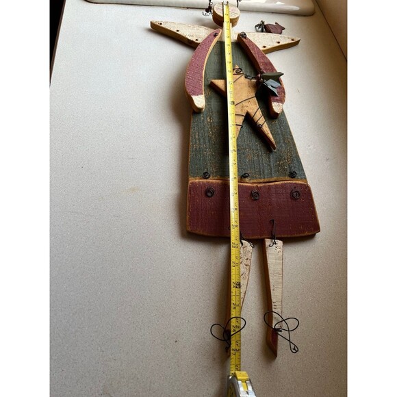 Rustic Farmhouse Decorative Wooden Angel American Primitive - Picture 3 of 12